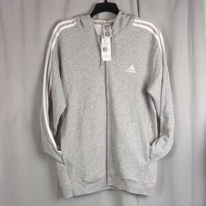 Adidas Men's Light Gray Zip-Up Hoodie
